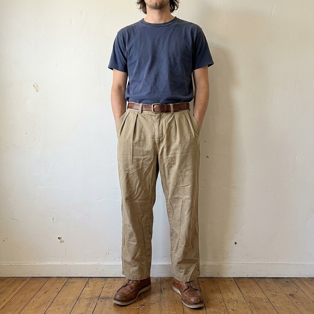 Vintage Polo Ralph Lauren Andrew Pant Mens 32 Tan Pleated Chino Old Money Preppy